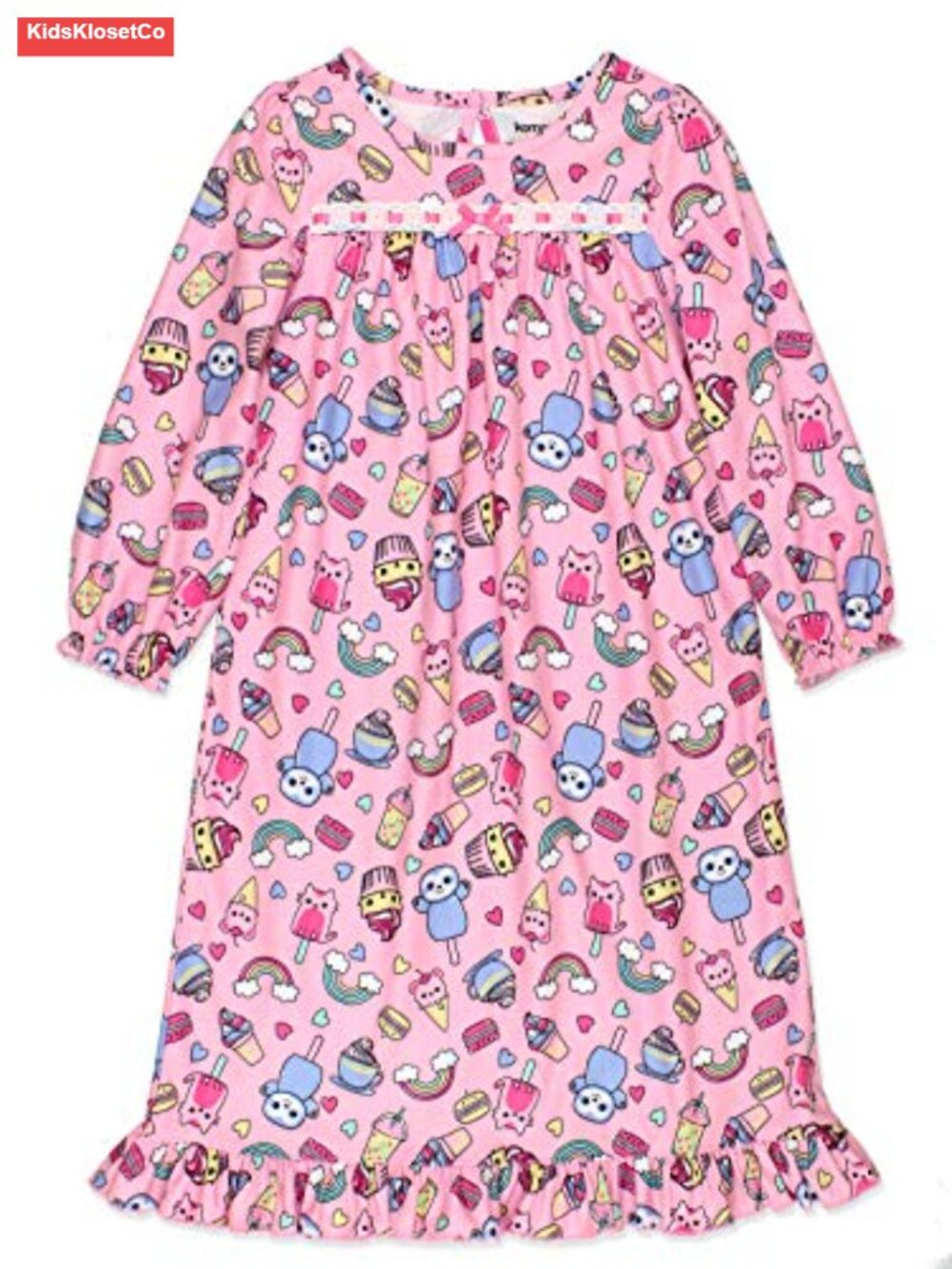 Girls Flannel Granny Gown Nightgown Pajamas 100% Polyester Flame Resistant